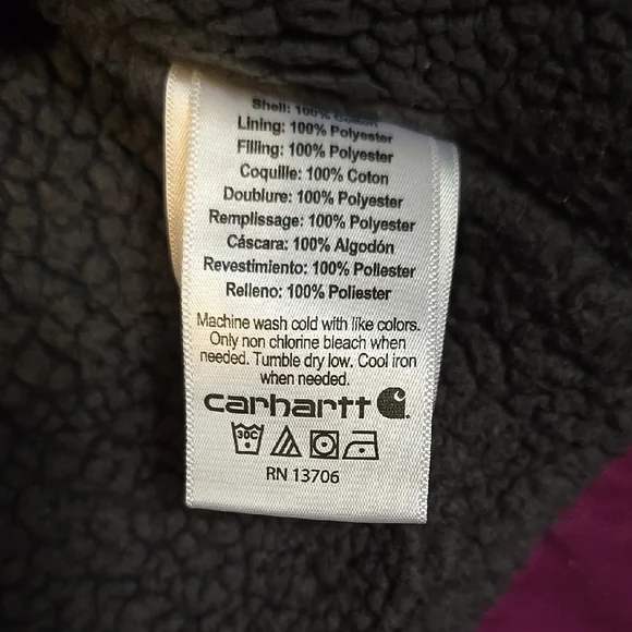 Carhartt Purple Hooded Jacket Youth Size Medium (10/12) Insulated